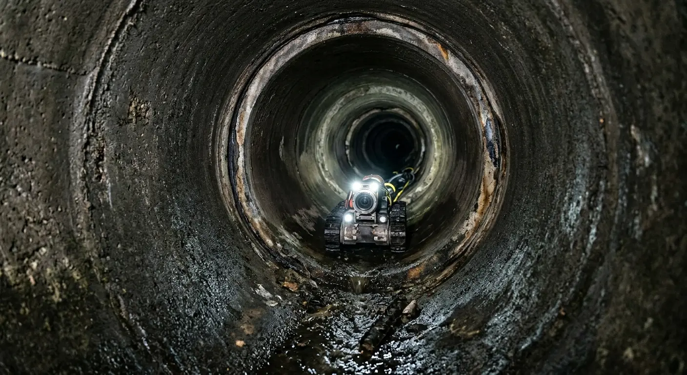 Robotic sewer camera inspecting pipe interior for Drain Snake Service in Soquel